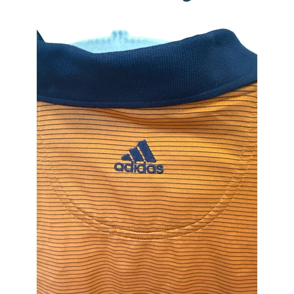Adidas ClimaCool Polo Shirt Men’s M Orange Striped Royal Dornoch Golf Club